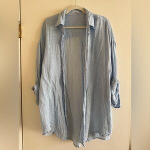 Vitamin A Soft Blue Linen Beach Cover Up